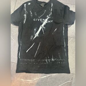 Givenchy Black Tee with White Abstract Design